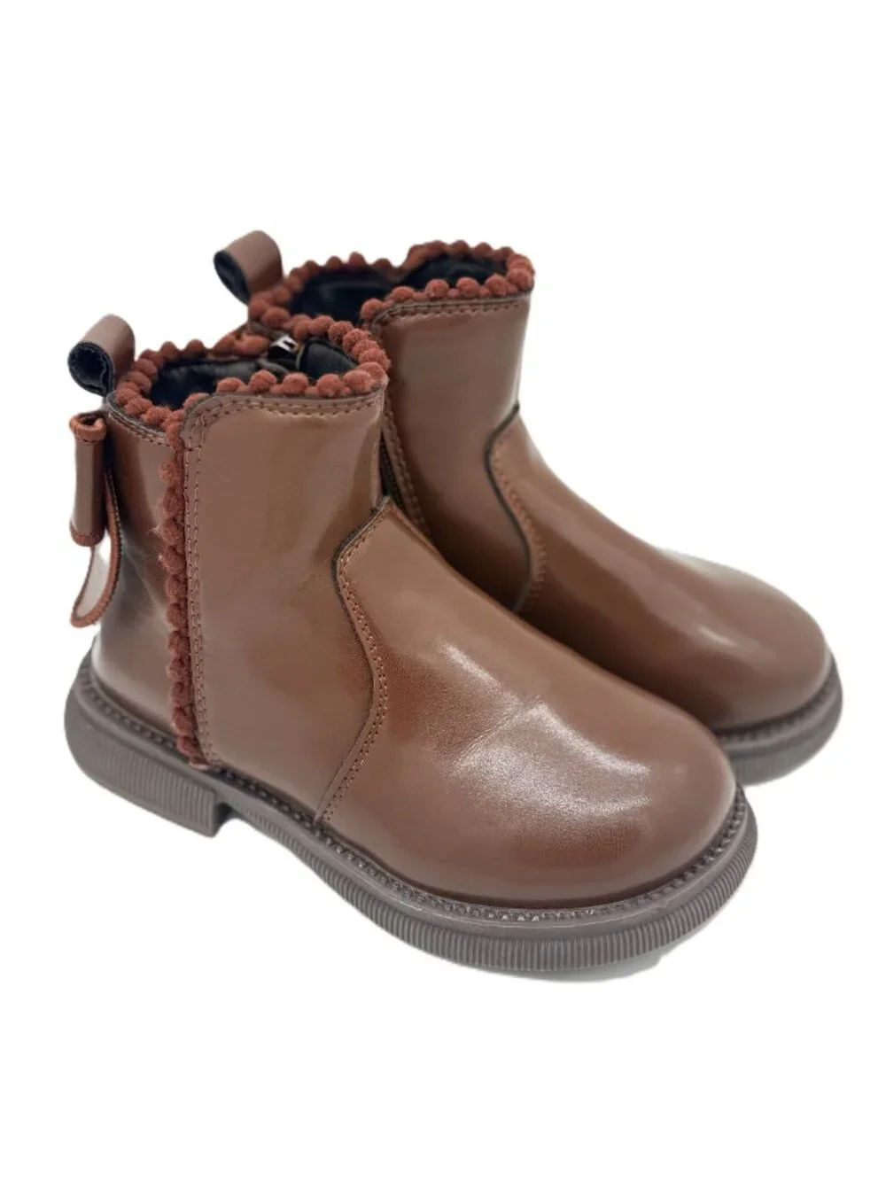 Girls Kids Size 12 Brown Bow Boots Coquette Quiet Luxury Cottagecore 3937